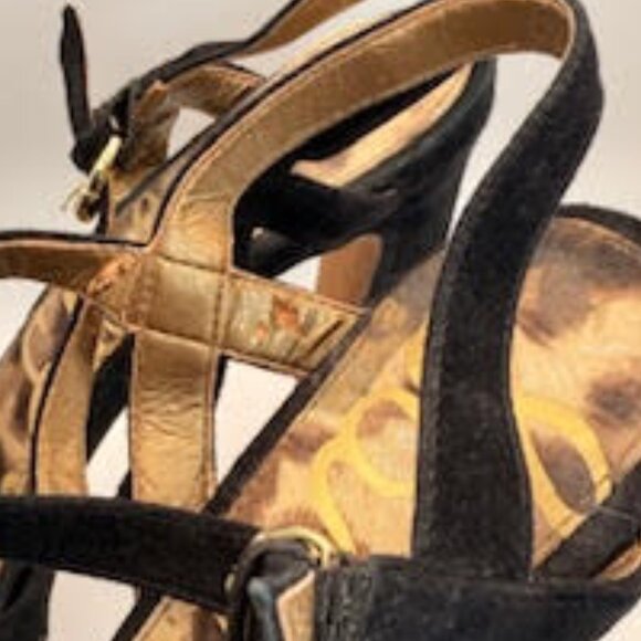 Sam Edelman Black Suede Platform Heels Size 10.5 - Picture 12 of 14